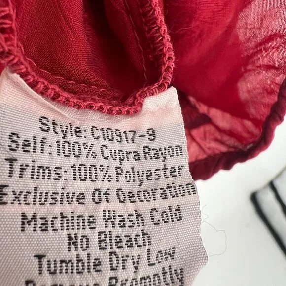 Johnny Was Top Women S Red Embroidered Floral Boho Hippie Peasant Western - Picture 6 of 8